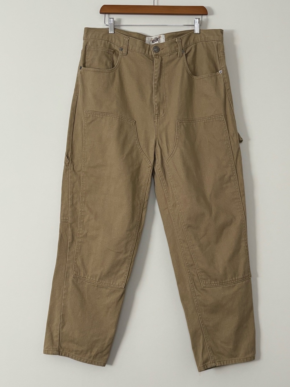 Urban Heritage Resort Mens Tan Khaki Double Knee Carpenter Utility Pants Size 36